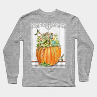 Pumpkins With Succulents C Long Sleeve T-Shirt